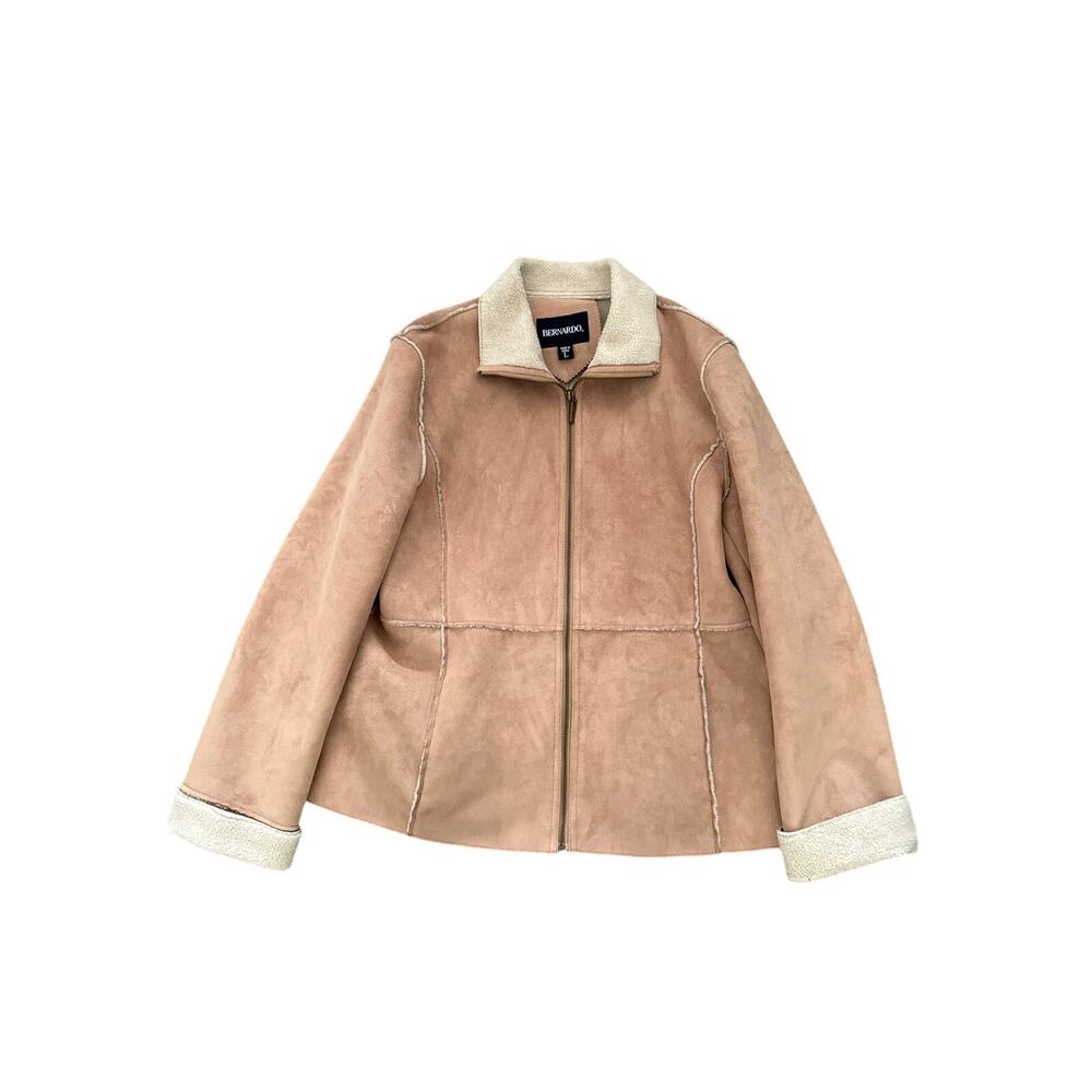 Bernardo Womens Sz L Suede Sherpa Fleece Lined Jacket
